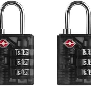 TSA Locks for Luggage, Combination Lock for Locker, 3 Digit Padlock Combination, Combo Small Padlock for Gym Locker, Travel Suitcase, Gun Case, Fence Gate, Backpack Zipper (Black+Black)