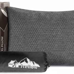 Ivellow Travel Pillow Compressible Camping Pillow for Sleeping Shredded Memory Foam Pillow Compact Firm Supportive for Adults Kids Outdoor Backpacking Hiking Essential Gear