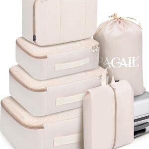 BAGAIL 6 Set Packing Cubes Luggage Packing Organizers for Travel Accessories-Beige