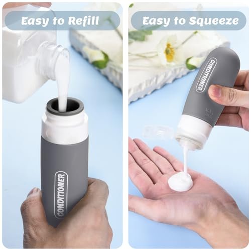 20 Pack Travel Bottles Set, TSA Approved Travel Size Toiletries Containers, Leak Proof Shampoo and Conditioner Bottles, Refillable Travel Essentials Toiletry Bottles (Dark Color) - Image 4