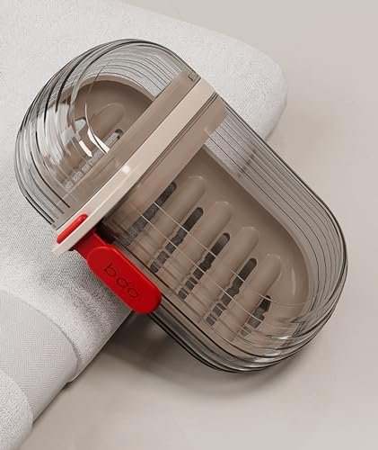 Travel Soap Case, Leakproof Soap Container with Lid, Portable Bar Soap Holder for Traveling, Soap Dish for Bathroom, Shower, Gym, School, Camping, Vacation, Outdoor-Transparent-Black - Image 5