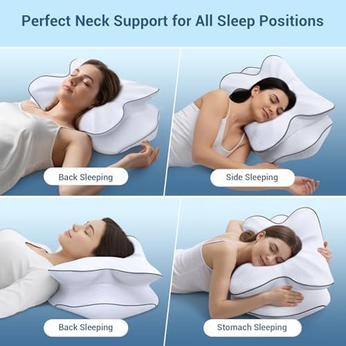 Memory Foam Cervical Pillow for Neck Support & Pain Relief, Butterfly Ergonomic Design – 24×15.75×5.7 Inches, Removable 100% Polyester Pillowcase, Suitable for Side & Back Sleepers - Image 6