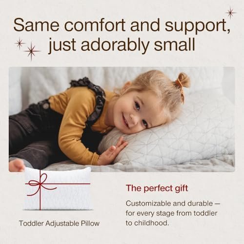 Coop Home Goods Original Toddler Adjustable Pillow, Soft, Breathable, 19" x 13" Washable Mini Bed Pillow for Kids with Premium Memory Foam and Zippered Cover, CertiPUR-US/GREENGUARD Gold - Image 4