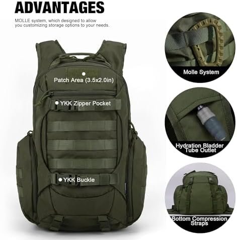Mardingtop Tactical Molle Backpack for Men- 18L/28L EDC Hiking & Motorcycle Backpack - Image 3