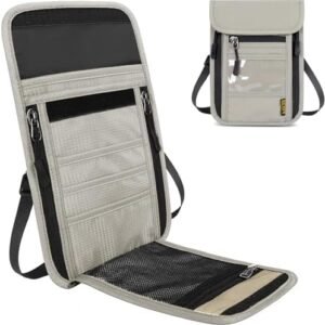 Travel Neck Wallet RFID Blocking – Hidden Passport Holder & Anti-Theft Money Pouch for Men & Women, Lightweight Concealed Undergarment Organizer with Adjustable Strap, Secure Document Holder