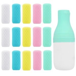 15 Pack Travel Essentials Accessories Silicone Bottle Covers, Cruise Essentials, Beach Vacation Essentials for Women Men, Elastic Sleeves for Leak Proofing, Fit Travel Size Bottles Toiletries