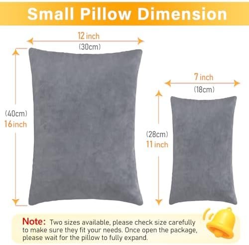 2 Pack Small Pillow, 16 X 12 Inches, Memory Foam Mini Pillow for Travel, Camping, Sleeping, Nap and Neck, Knee, Lumbar Support, Tiny Cushion for Pet, Dogs (Grey) - Image 2
