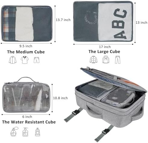 Vancropak Carry on Backpack, Extra Large 40L Airline Approved Travel Backpacks with 3 Packing Cubes for Women Men, Water Resistant Expandable Overnight Luggage Daypack Business Weekender Bag, Grey - Image 5