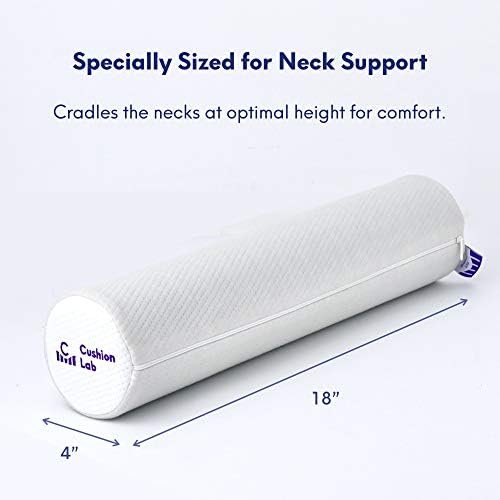 C CUSHION LAB Roll Pillow for Neck Relief - Extra Dense Memory Foam Round Cylinder Bolster for Cervical Support, Spondylosis, Neck Pain Relief, & Spine Lumbar Traction - Washable Cover & Travel Bag - Image 5