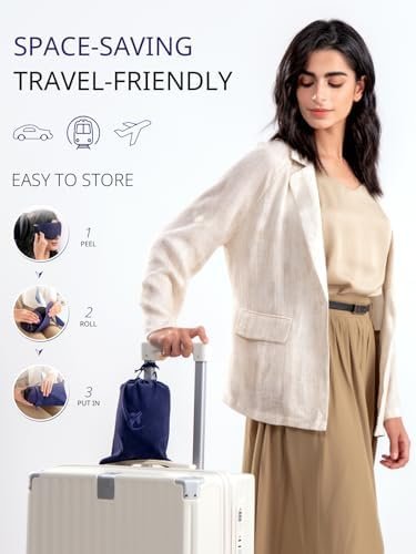 Travel Pillow, Airplane Neck Pillow with 3D Eye Mask for Sleeping, Round Edge Plane Head Strap 360°Headrest Support for Long Flight, Stop Bobblehead, Travel Essential for Car Road Trip Grey - Image 7