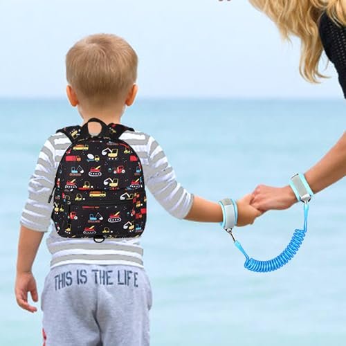 Accmor Toddler Backpack with Leash, Baby Backpacks with Anti Lost Wrist Link, Cute Mini Kids Backpack Leash Walking Harness for Travel, Small Excavator Backpack Tether for Boys Girls 1-3 (Black) - Image 7