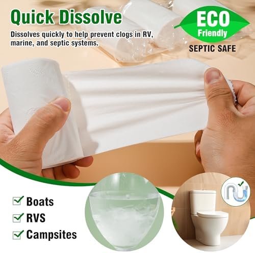 Travel Toilet Paper 6 Rolls – Coreless & Individually Wrapped, Compact Packable Tissue for Camping, RV, Hiking, Outdoor Trips, Waterproof Portable Bathroom Tissue (6) - Image 3