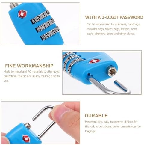 Uonlytech 2 Pcs TSA Approved Luggage Locks Blue Metal Combination Password Locks for Travel Suitcases and Lockers Security Safety - Image 8