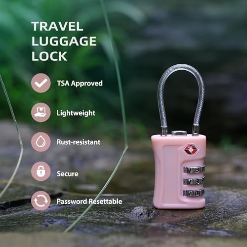 Luggage Locks TSA Approved 2 Pack, Small Padlock Combination, TSA Locks for Luggage, Travel Combo Padlock with Code, for Suitcase, Backpack Zipper, Locker, Gun Case (Black+Pink) - Image 3