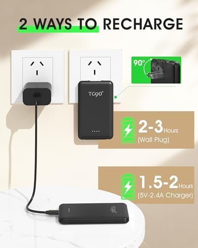 TG90° Ultra Slim 5000mAh Portable Charger Built-in Foldable AC Wall Plug and Cables, Pocket Size USB C Power Bank,External Battery Pack Compatible with iPhone 17 16 15 14 13 12 Android Devices iPad - Image 6
