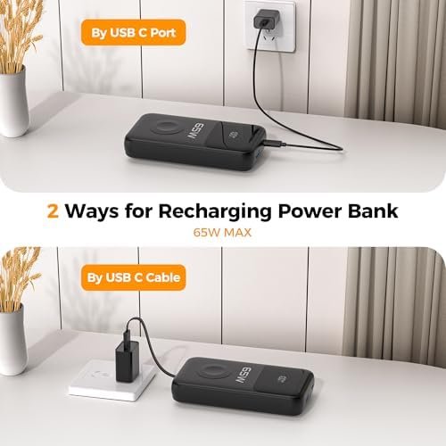 PANDUK Power Bank 20000mAh 65W Laptop Portable Charger for Apple Watch Built-in Cables, USB C Fast Charging Battery Pack LED Display, Travel Essentials for MacBook iPad Tablet iPhone 17 Galaxy S25 - Image 6