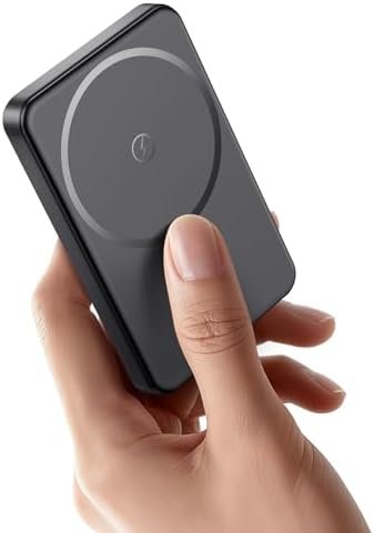 for Magsafe Portable Charger 5000mAh, Slim Magnetic Battery Pack, 15W Wireless Magnetic Battery Pack, 20W PD Fast Charging, Magnetic Power Bank for iPhone 17/16/15/14/13/12 Series (Black)