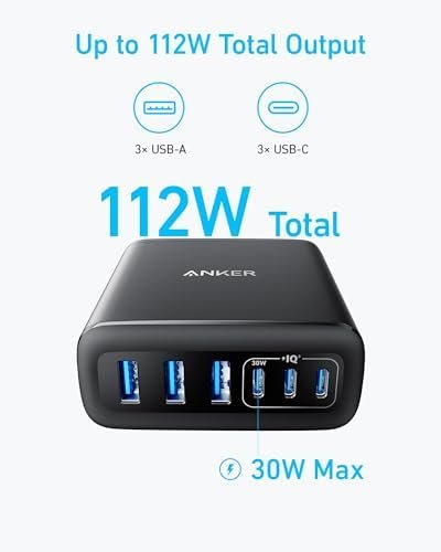 Anker Desktop Charger, Fast Charging USB C Charger, 112W Max 6-Port Charging Station, for iPhone 17, iPad, MacBook, Samsung and More (Cable Not Included) - Image 4