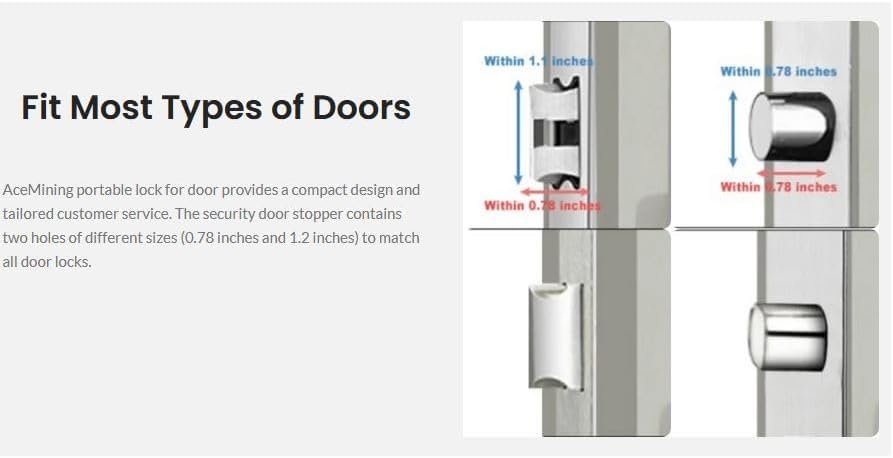 AceMining Portable Door Lock Home Security Door Lock Travel Lockdown Locks for Additional Safety and Privacy Perfect for Traveling Hotel Home Apartment College - Image 8