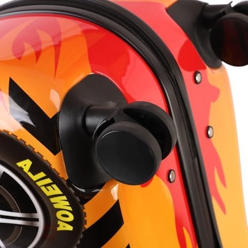 Kids Checked Ride on Luggage, 24 Inch Large Suitcase for Teens, Hardside Spinner Trunk with 360 Wheels, International Travel, Red car - Image 8