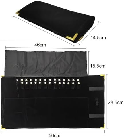 Portable Jewelry Roll Metal Coner Bag Necklace Chain Braclet Black Velvet Travel Pouch - Image 3