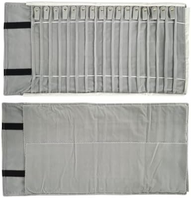 Portable Jewelry Roll Untangled Secure Necklace Travel Storage Bag Displays Holder 16 Chain (Black and Gray) - Image 3