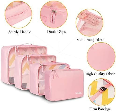 BAGAIL 8 Set Packing Cubes Luggage Packing Organizers for Travel Accessories-Blush Pink - Image 4