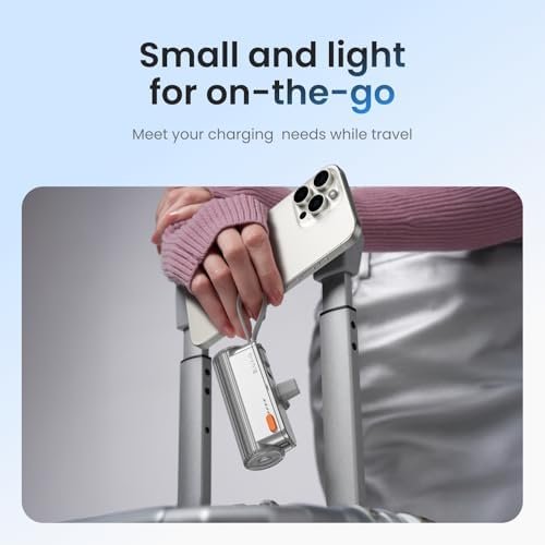 sharge Flow Mini 2 Portable Charger with Built-in Cable 22.5W Max Power Bank for Travel, Fast Charging Battery Pack with iOS and USB-C Connector for iPhone 17/16/15/14, Galaxy, Google Pixel, and More - Image 5