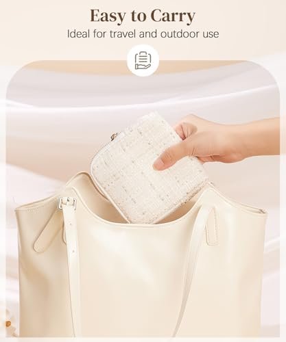 Women Travel Jewelry Case: Soft Bag with 5 Pouches for Ring Earring Necklace - Christmas and Birthday Gifts Choice (White) - Image 7