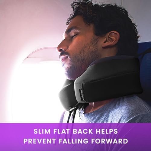 Cabeau Airplane Travel Pillow for Long Flights - Evolution S3 - Supportive Memory Foam with Seat Straps to Secure Your Head and Neck and Provides 360° Support (Jet Black) - Image 6