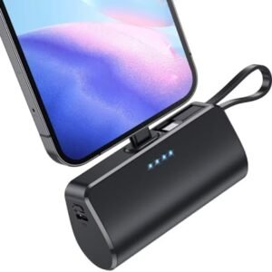 Mini Portable Charger for iPhone with Built-in Type-C Cable, 5200mAh Ultra-Compact Power Bank, PD 20W Fast Charging Battery Pack Phone Charger for iPhone 16/15/14/13/12, Samsung, Google, Android