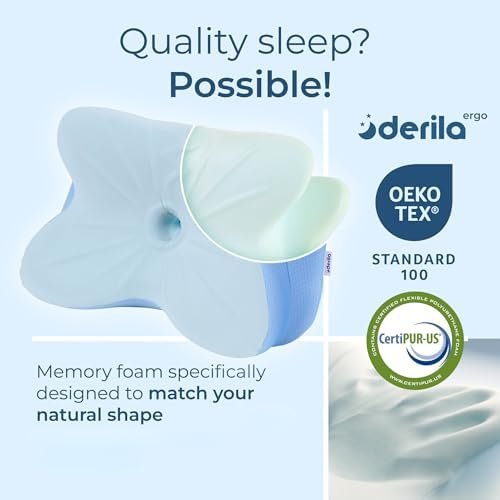 Derila Ergo Cervical Neck Pillow for Sleeping Pillow Contour Memory Foam Pillows for Back, Side Sleeper Pillows 21.25 x 14.17 x 4.72 inches - Image 2