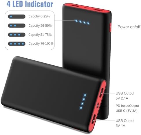 Portable Charger Power Bank 25800mAh,5V/3A Fast Charging Portable Phone Charger,3 USB Ports External Battery Pack Backup Travel Camping Essential for iPhone 17/16/15/14,Samsung Galaxy Android iPad etc - Image 4