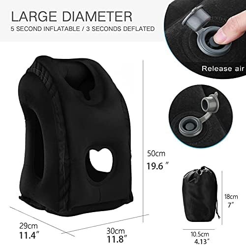 Inflatable Travel Pillows for Airplane, Blow Up Neck Pillow for Sleeping, Airplane Travel Essentials for Long Flight Support Head, Neck and Lumbar, Used for Car/Bus/Train/Office Rest, Adults Kids - Image 3