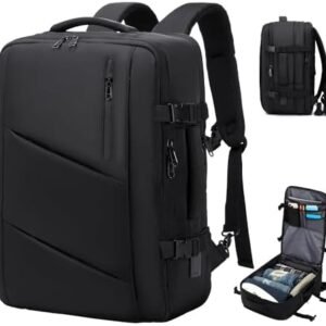 Carry on Travel Backpack for Men Women, Extra Large 40L Flight Approved Expandable Suitcase With USB/Type-C Charging Port, Victoriatourist Water Resistant Luggage Daypack Business Weekender Bag, Black