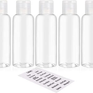 5 Pack 3.4oz Empty Plastic Travel Bottles for Toiletries TSA Approved Leak Proof Squeezable Travel Size Containers Travel Essentials Accessories, clear