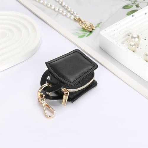 Jewelry Ring Holder Box with Keychain, Small Ring Earring Stud Necklace Storage Case for Gym Travel Sports, Portable Jewelry Storage Boxes (Black) - Image 3