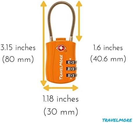 TravelMore 10 Pack TSA Approved Travel Combination Cable Luggage Locks for Suitcases - Orange - Image 2