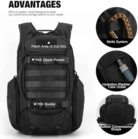 Mardingtop Tactical Molle Backpack for Men- 18L/28L EDC Hiking & Motorcycle Backpack - Image 3