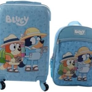 AI ACCESSORY INNOVATIONS Bluey Kids Luggage and Backpack Set - 18" Luggage Suitcase With Wheels, 13.75" Backpack