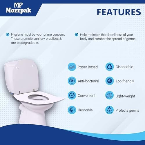 MP MOZZPAK Toilet Seat Covers Disposable (60 Pack) - XL Flushable Disposable Toilet Seat Cover for Kids Potty Training, Adults - 100% Biodegradable - Travel Essential Accessories for Airplane, Camping - Image 6