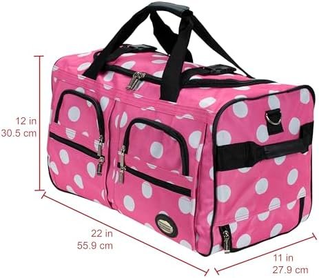 Rockland Rolling Duffel Bag, Pink Dot, 22" - Image 3