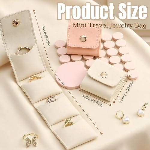3 Pcs Mini Travel Jewelry Bag, Jewelry Organizer, Mini Pouch, Foldable Multifunctional Travel Jewelrys Pouch With Buckle - Image 2