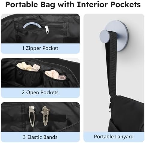 MOKURA Hot Hair Tools Travel Bag with Heat Resistant Mat Removable, Hair Accessories Organizer Case, Women Travel Essentials, Storage Pouch for Curling Iron Straightener Flat Iron Hair Dryer, Black - Image 4