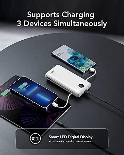 VRURC Power Bank 20000mAh, Fast Charging Portable Charger USB C,4 Output 2 Input Travel Essentials Charging Bank Equipped with LED Display,Built-in Wall Plug and Cables,Phone Charger Battery,White - Image 7