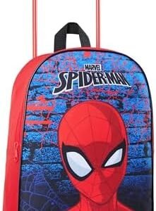 Marvel Spiderman Kids Suitcase, Foldable Trolley Bag 15.35”x 10.63” x 3.94”