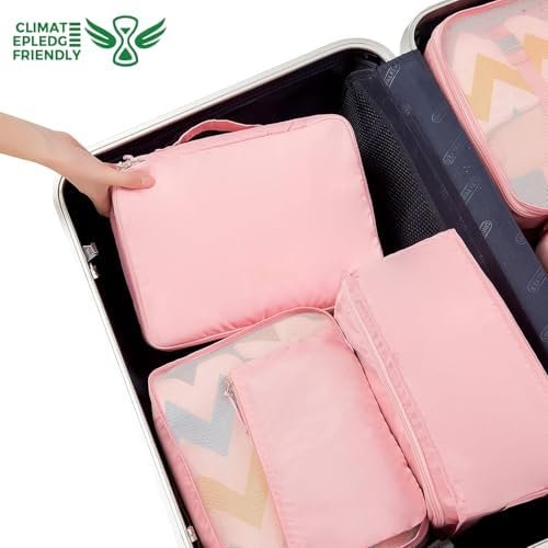 BAGAIL 8 Set Packing Cubes Luggage Packing Organizers for Travel Accessories-Blush Pink - Image 6