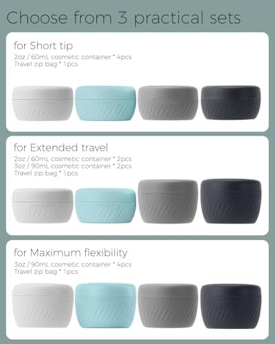 TakeToday Travel Containers for Toiletries, Leak-proof, TSA Approved, Refillable Silicone Cream Jars with Lid Travel Size Essential for Cosmetic toiletry Cream, 2oz, 4 Pack (Gray) - Image 8