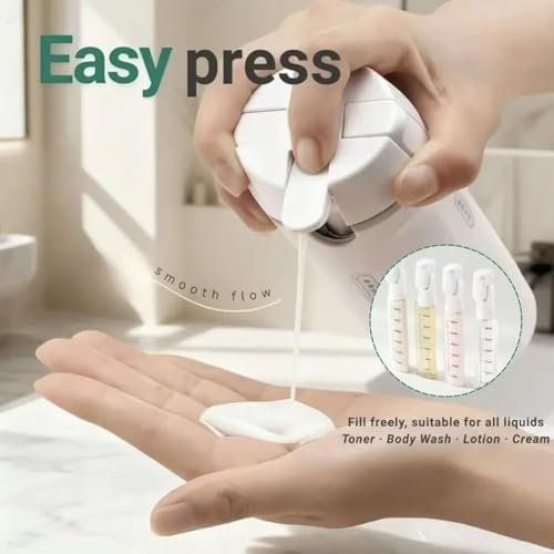 4 in 1 Travel Dispenser Bottle, 2026 New Refillable Travel Bottle for Toiletries, Leak Proof, Travel Size Containers for Shampoo Lotion Conditioner Cream, Transparent with Scale and Label (White) - Image 5