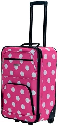 Rockland Fashion Softside Upright Luggage Set, Expandable, Pink Dots, 2-Piece (14/19) - Image 11